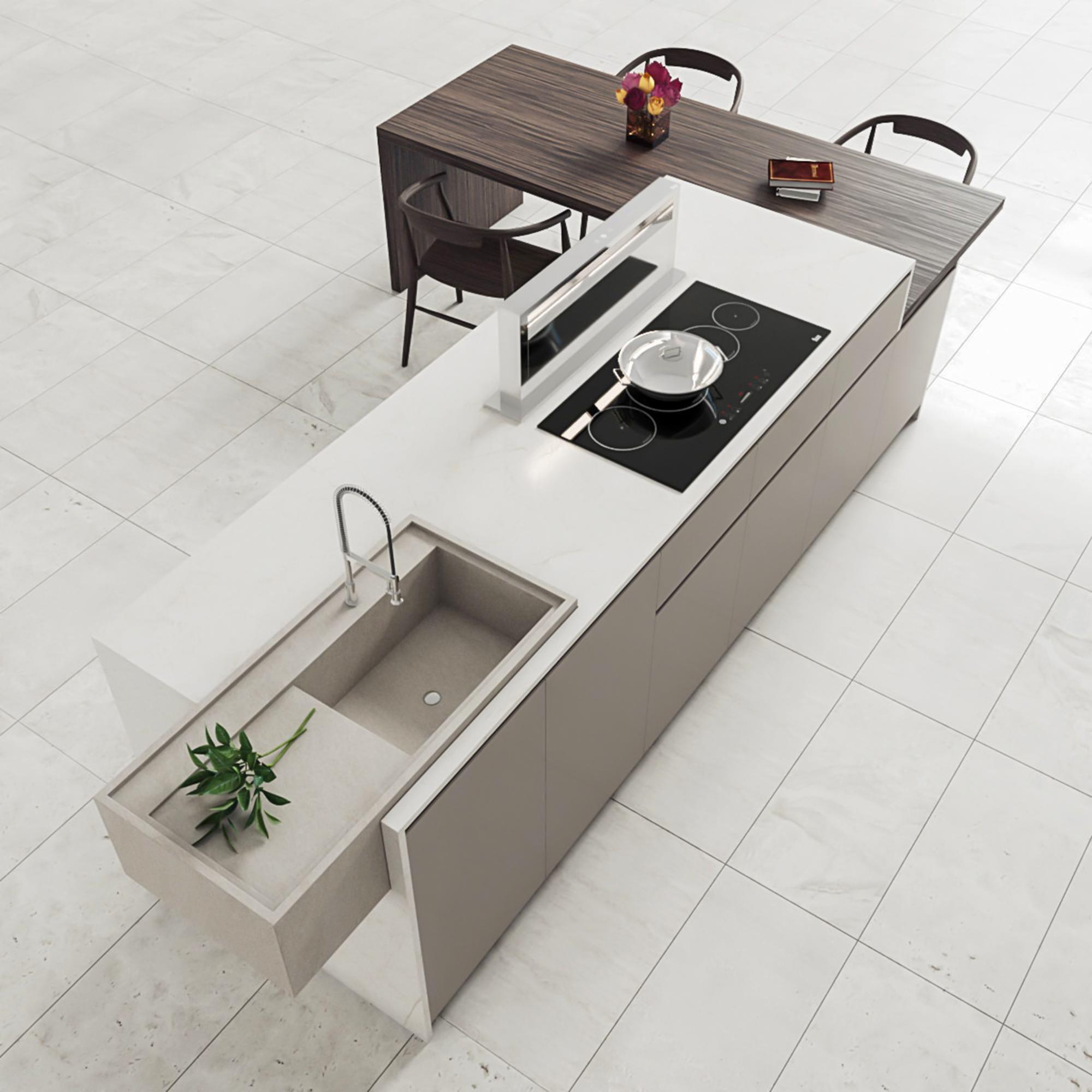 Bucătărie deschisă, design contemporan